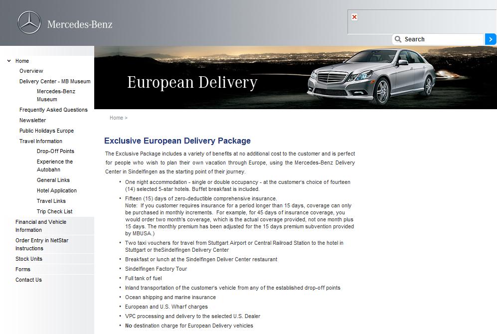 Mercedes European Delivery Program